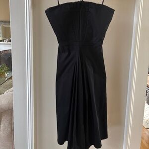 Calvin Klein Women's Black Gathered Pleated Line Strapless Cotton Dress